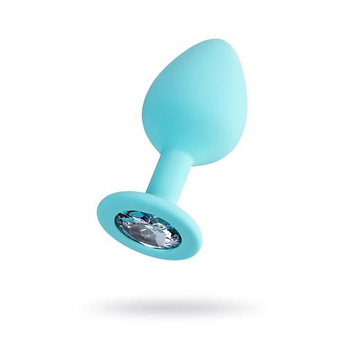 Erotist Kristal Tal, k Yapda Mavi Renk 8 cm Silikon Anal Plug