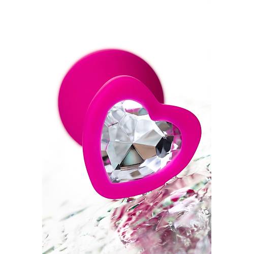 Erotist Elmas Kalpli, k, Pembe Renk 8 cm Silikon Anal Plug: Diamond Heart