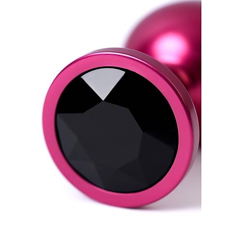 Erotist Krmz Renkli Orta Boy Anal Plug - Siyah Kristalli, 85 Gram