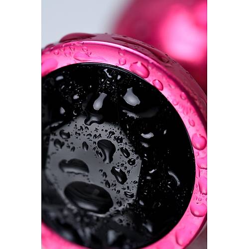 Erotist K�rm�z� Renkli Orta Boy Anal Plug - Siyah Kristalli, 85 Gram