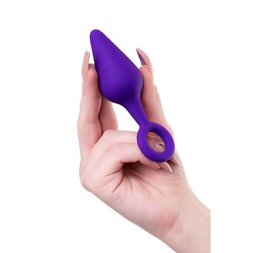 Erotist Sivri Ulu Kolay karma Halkasna Sahip Mor Renk 11,5 cm Silikon Anal Plug: Bung
