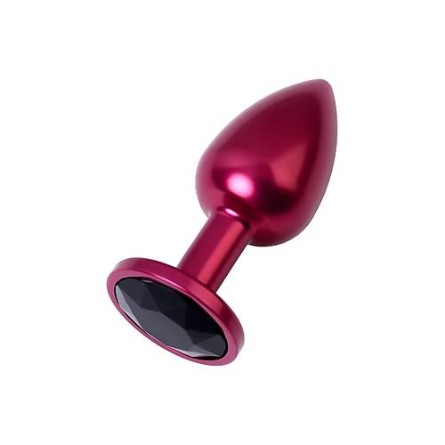Erotist Krmz Renkli Anal Plug - Siyah Kristalli 7 cm