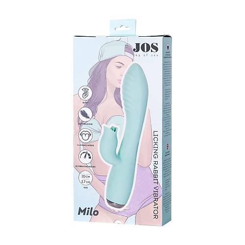 Erotist JOS MILO Klitoral Uyarc ve Dilli Vibratr ? 20cm Mavi Renkli Titreimli Dildo