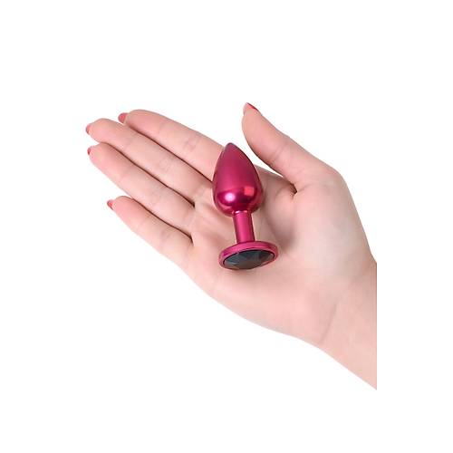 Erotist K�rm�z� Renkli Anal Plug - Siyah Kristalli 7 cm