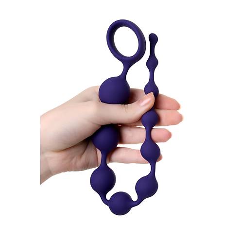 Erotist Ekstra Uyarlma Salayan Boumlara Sahip U Halkal Mor Renk 35 cm Silikon Anal Zincir Plug