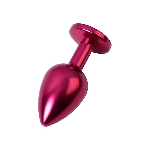 Erotist Krmz Renkli Orta Boy Anal Plug - Siyah Kristalli, 85 Gram