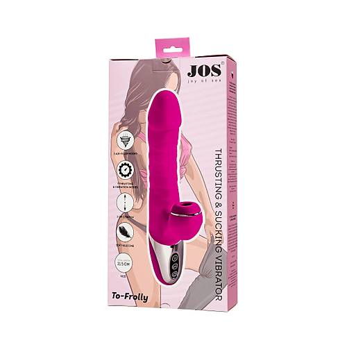Erotist JOS TO-FROLLY 21,5cm Pembe Vakum ve Emi zellikli Vibratr - Modern Yapl Titreimli Dildo