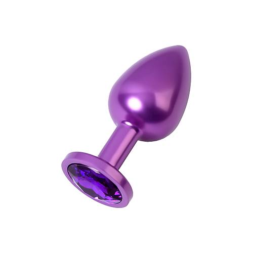 Erotist Mor Renkli Orta Boy Anal Plug - Mor Kristalli (8cm, 85gram)
