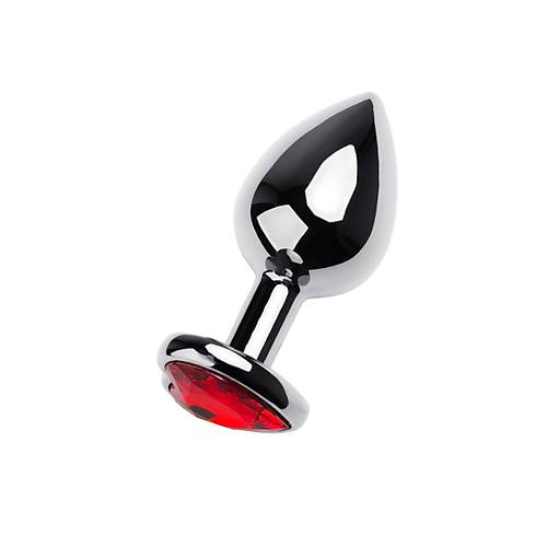 Erotist Gm Renkli Parlak Anal Plug - Krmz Kalpli Kristalli, Orta Boy, 8 cm