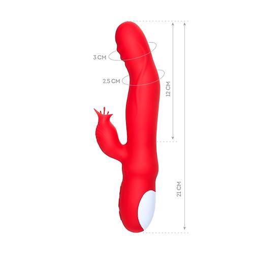 Erotist JOS Redli Vibratr - 21cm Klitoris Uyarcl Krmz Renkli Vibratr