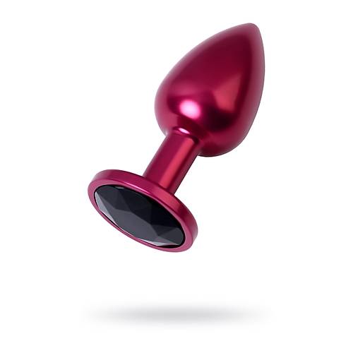 Erotist Krmz Renkli Anal Plug - Siyah Kristalli 7 cm