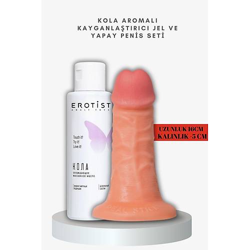 Kola Aromal Kayganlatrc Jel ve Caliber 16 cm Yapay Penis Seti - 5 cm Kalnlkta Gereki His