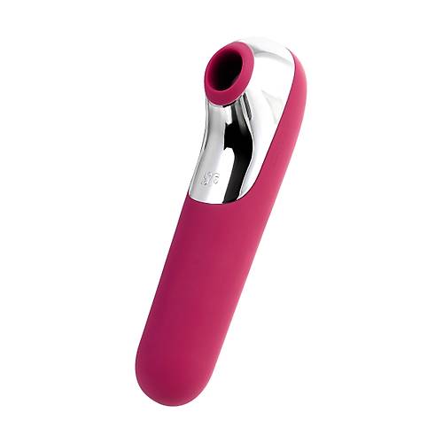 Satisfyer Dual Love Pink 16 cm Krmz Silikon Vakumlu Klitoral Uyarc Vibratr