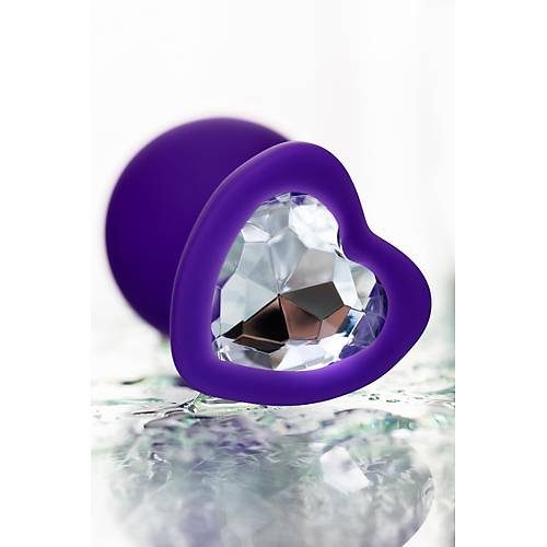 Erotist Elmas Kalpli, ��k, Mor Renk 8 cm Silikon Anal Plug: Diamond Heart