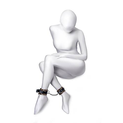 Erotist PU Deri Baskl Ayak Kelepesi, BDSM Fantezi Aksesuar, 27 cm