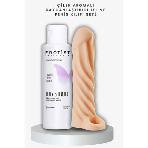 ilek Aromal Kayganlatrc Jel ve Extra Uyarml Penis Klf - Ayarlanabilir ve Kaymaz zellik