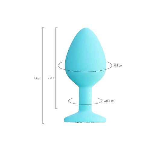 Erotist Kristal Tal, k Yapda Mavi Renk 8 cm Silikon Anal Plug