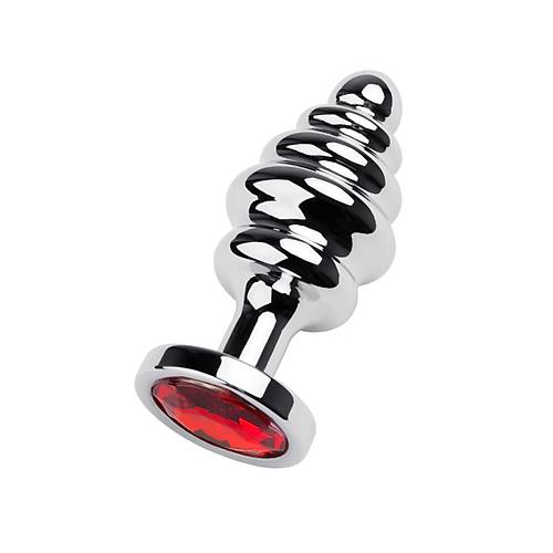 Erotist Gm Renkli ve Boumlu Anal Plug - Krmz Kristalli 8 cm