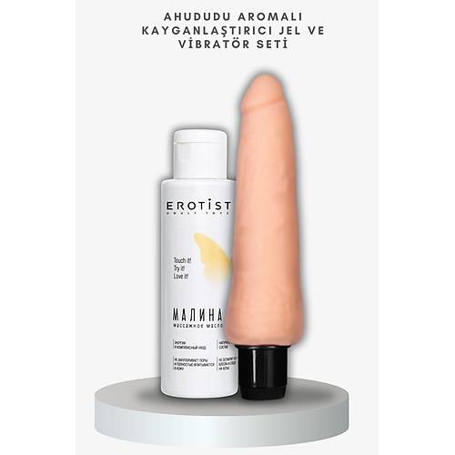 Orman Meyvesi Aromal Kayganlatrc Jel ve 20 cm Kaln Realistik Vibratr Seti