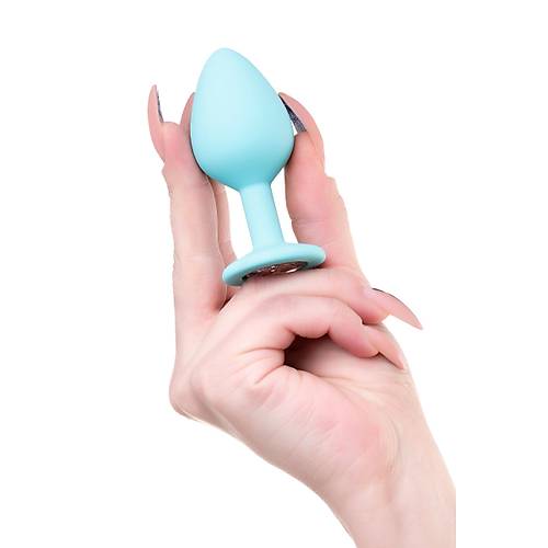 Erotist Kristal Tal, k Yapda Mavi Renk 8 cm Silikon Anal Plug
