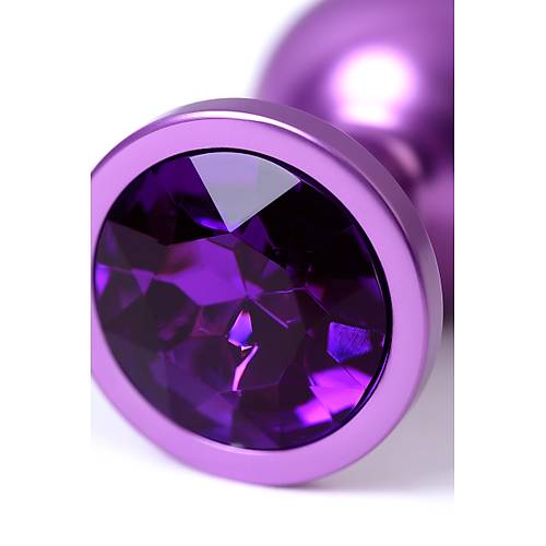 Erotist Mor Renkli Orta Boy Anal Plug - Mor Kristalli (8cm, 85gram)