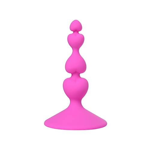 Erotist Kalp Detayl Boumlara Sahip Ekstra Uyarml Pembe Silikon 8 cm Anal Plug