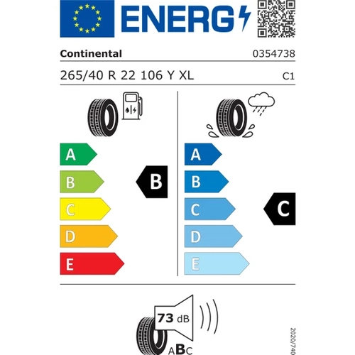 Continental 265/40 R22 106Y Xl Fr J Lr Crosscontact Lx Sport Oto Yaz Lastii (retim Yl: 2024)