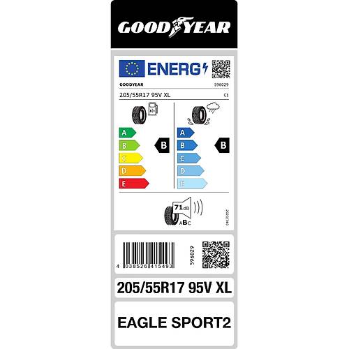 Goodyear 205/55 R17 95V Eagle Sport 2 Xl Oto Yaz Lastii ( retim Yl: 2023 )