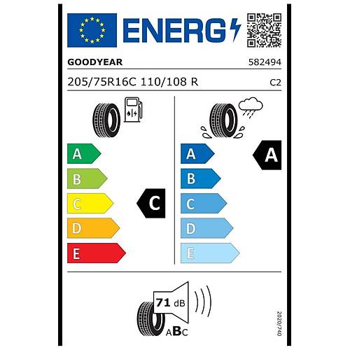 Goodyear 205/75 R16C 110/108R Efficientgripargo 2 Yaz Lastii ( retim Yl: 2024 )