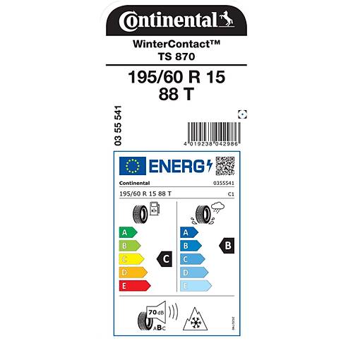 Continental 195/60 R15 88T Wintercontact Ts 870 Oto K Lastii ( retim Yl :2023 )