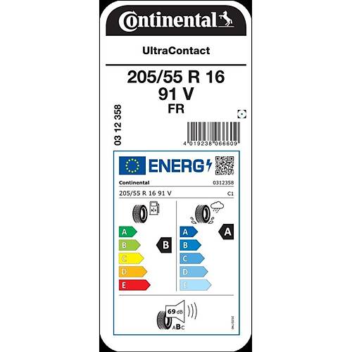 Continental 205/55 R16 91V Fr Ultracontact Oto Yaz Lastii ( retim Yl: 2024 )