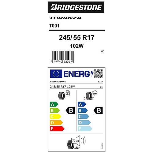 Bridgestone 245/55 R17 102W Turanza T001 MO Oto Yaz Lastii retim Yl ( retim Yl: 2021 )