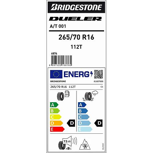 Bridgestone 265/70 R16 112T A/T001 M+S 4 Mevsim Suv Lastii (retim Yl: 2024)