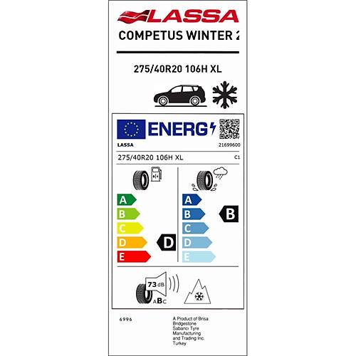 Lassa 275/40 R20 106H Xl Competus Winter 2+ 4x4 Oto K Lastii (retim Yl : 2022)