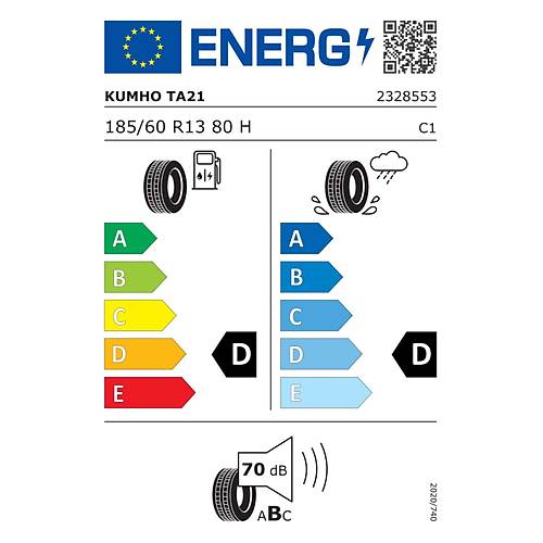 Kumho 185/60 R13 80H Solus Ta21 M+S Oto Yaz Lastii ( retim Yl: 2024 )