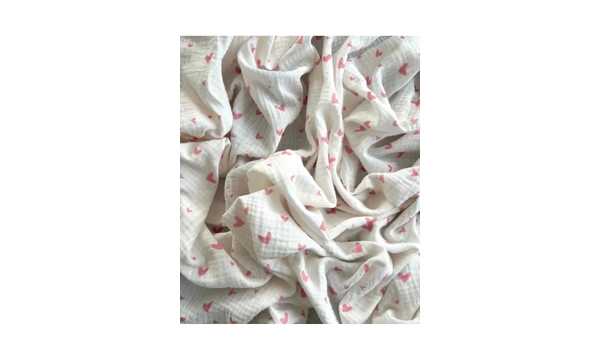 ToprikoKids Mini Pembe Kalp %100 Organik Pamuk , Gots Oeko Teks Sertifikal ift Kat 95x100 Cm Mslin rt