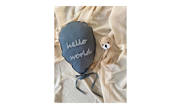 ToprikoKids Hello World Dekoratif Balon Yastk Duvar Ss El Yapm