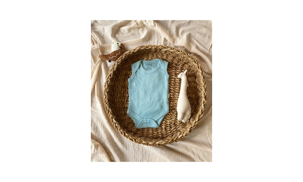 ToprikoKids Mavi %100 Organik Pamuk Kolsuz Body