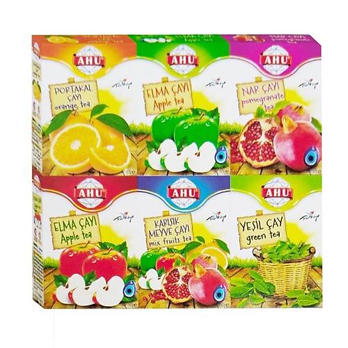 Natural Altılı Çay Seti (Yeşil ve Kırmızı Elma-Nar-Portakal-Karışık Meyve Çayı-Yeşil Çay) -100 gr