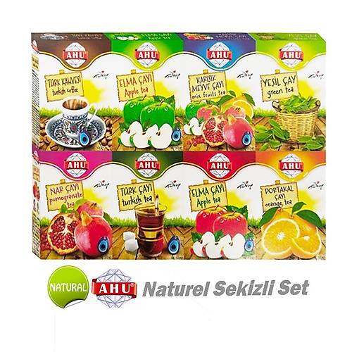 Natural Sekizli ay Seti (Yeil ve Krmz Elma-Nar-Portakal-Kark Meyve ay-Yeil ay-Trk ay-Trk Kahvesi) -100 gr