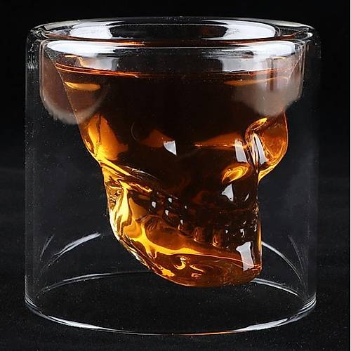 Cidarlı Kuru Kafa Shot Viski Tekila Bardağı Cam 75 ML