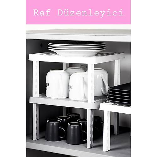 Kare Plastik Raf Düzenleyici Raf Yükseltici Dolap İçi Organizer