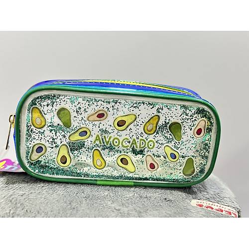 Yeşil Fosforlu Akışkan Jel Tasarımlı Avocado Fermuarlı Okul Kalemlik Erkek Kız Unisex Çocuk