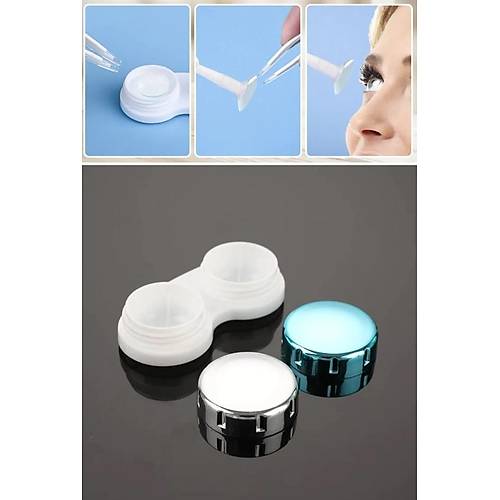 5 Parça Gümüş Aynalı Kontakt Lens Saklama Çantası Seyahat Kiti Kabı Kutu