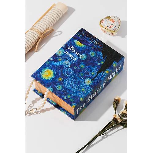 Mavi Dekorlu Mini Kitap Kutu Takı Aksesuar Organizer