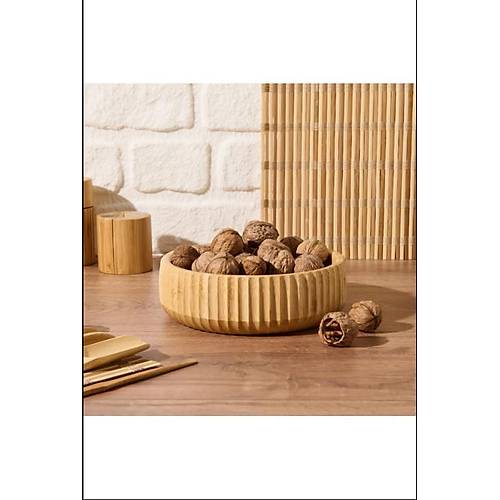 Bambu Çizgili Kase Meyvelik Ekmeklik Salata Meze Bowl Curve Kase Sunum Tepsisi