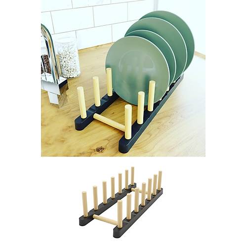 Ahşap Bölmeli Tabak Standı 8104