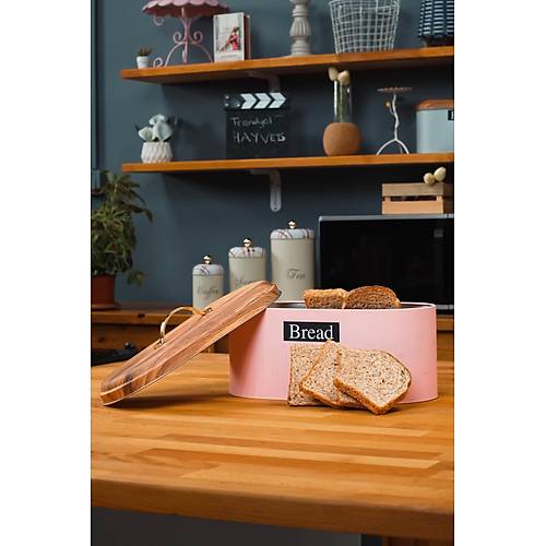 4'Lü Pembe Set Metal Çay Şeker Kahve Saklama Kabı Kavanoz Ve Ekmek Sepeti Ekmeklik Takımı