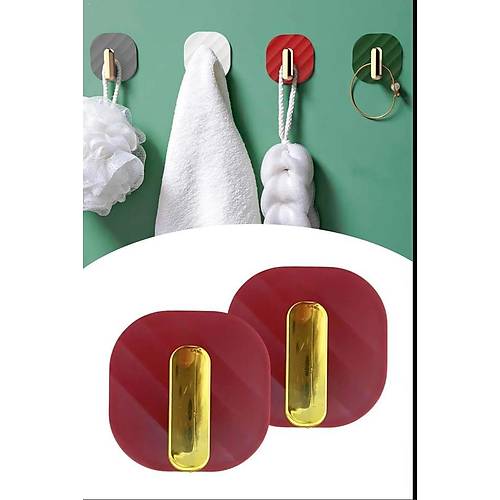 2 Adet Kırmızı Kendiliğinden Yapışkanlı Askı Dolap Kapak Kulp Askısı Tutma Kolu