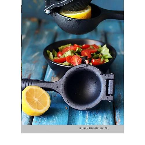 Limon Sıkacağı Gerçek Döküm Kaliteli Paslanmaz Narenciye Sıkacağı Siyah Metal Pratik Limon Sıkacağı